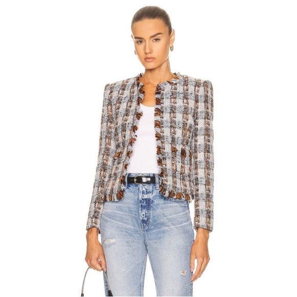 L'AGENCE Jackets & Blazers - NEW L'Agence Angelina Tweed Blazer Blue/Orange Multi 0